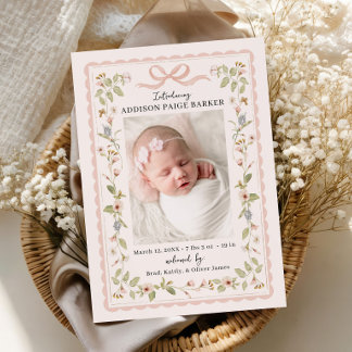 Aquarel Bloemen Baby Aankondiging
