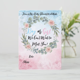 Aquarel Bloemen Baby Shower Uitnodiging - Roze en