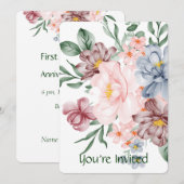 Aquarel Bloemen Bloemen Feest Uitnodiging (Voorkant / Achterkant)