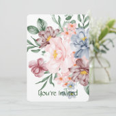 Aquarel Bloemen Bloemen Feest Uitnodiging (Staand voorkant)