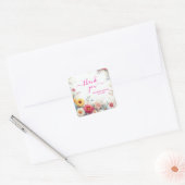 Aquarel Bloemen Calligrafie Script Bedankt Vierkante Sticker (Envelop)