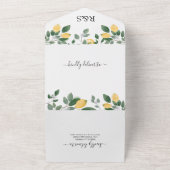 Aquarel Bloemen Lemon & Groene Tinten Bruiloft All In One Uitnodiging (Buitenkant)