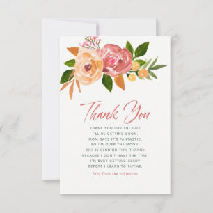 Aquarel bloemen Lente Baby Shower Dank Je Bedankkaart