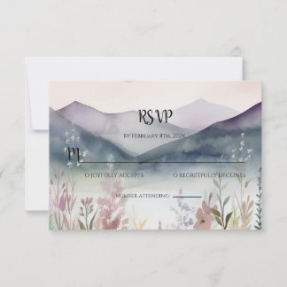 Aquarel Bloemen Lente Bergen RSVP Notitiekaartje