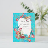 Aquarel Bloemen met Visiting Butterflies Aankondigingskaart (Staand voorkant)