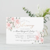 Aquarel Bloemen Roze Rozens Zegen Kaart (Staand voorkant)