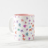 Aquarel bloemen tweekleurige koffiemok (Voorkant links)