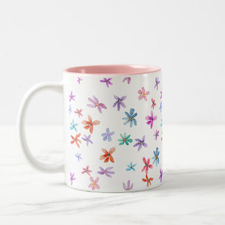Aquarel bloemen tweekleurige koffiemok