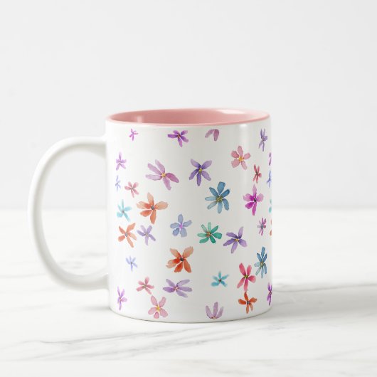 Aquarel bloemen tweekleurige koffiemok (Links)