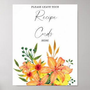 Aquarel bloemen Uw receptenkaart hier Poster
