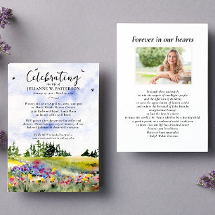 Aquarel Bloemen Veld Viering Van Het Leven Foto Kaart