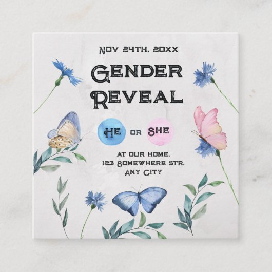 Aquarel Bloemen Vlinder Behuizing Kaart (Voorkant)