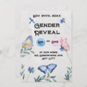 Aquarel Bloemen Vlinder Uitnodiging (Voorkant / Achterkant)