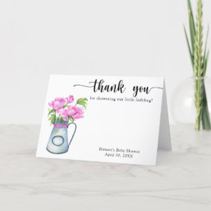 Aquarel bloemenkan dank je baby shower bedankkaart