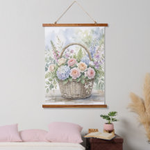 Aquarel Bloemenmand met Rozen en Hortensia's