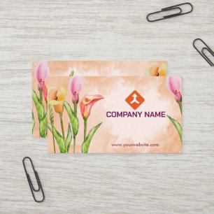 Aquarel Bloemig Handgetekend Ontwerp Visitekaartje