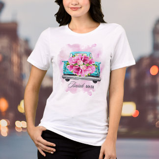 Aquarel Bloemige Vintage Blauwe Vrachtwagen Bijbel Tri-Blend Shirt