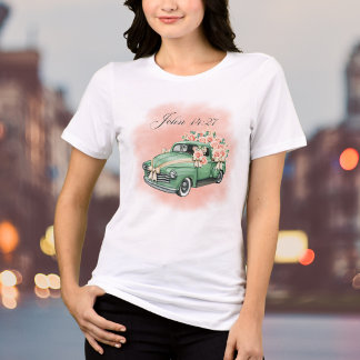 Aquarel Bloemige Vintage Groene Vrachtwagen Bijbel Tri-Blend Shirt