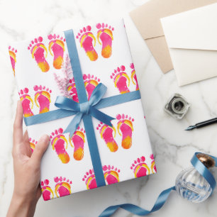 Aquarel Blote Voeten en Slippers Cadeaupapier