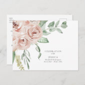 Aquarel Blush Roze Levensviering Briefkaart (Voorkant / Achterkant)