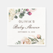 Aquarel blush rozen. Tuin bloemenkraam voor babyfe Servet (Voorkant)