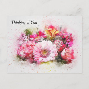 Aquarel Boeket Bloemen Briefkaart