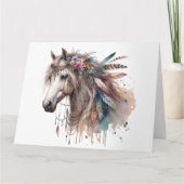 Aquarel Boho Horse Note Kaart (Voorkant)