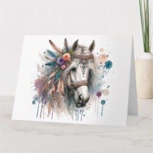 Aquarel Boho Horse Note Kaart