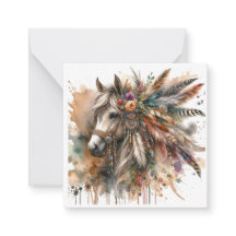Aquarel Boho Horse Note Kaart