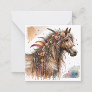 Aquarel Boho Horse Note Kaart Notitiekaartje