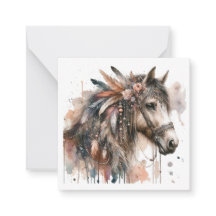Aquarel Boho Horse Note Kaart