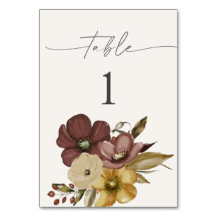 Aquarel Boho Neutrale Trouwtafel Nummers Kaart