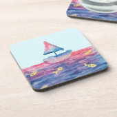 Aquarel Boot Bier Onderzetter (Linkerzijde)