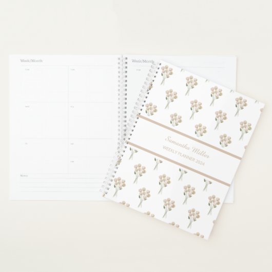 Aquarel Bord Roze Posy Pattern Weekplanner Planner (Display)