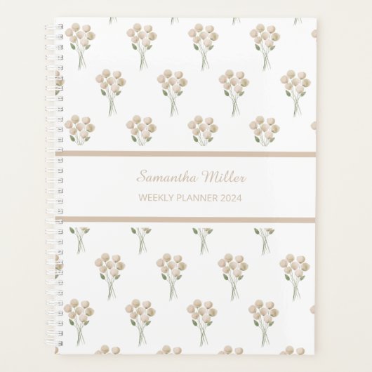 Aquarel Bord Roze Posy Pattern Weekplanner Planner (Voorkant)