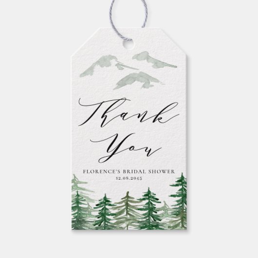 Aquarel Bos Bruiloft Bruidsmeisjesfeest Bedankt Cadeaulabel (Voorkant)