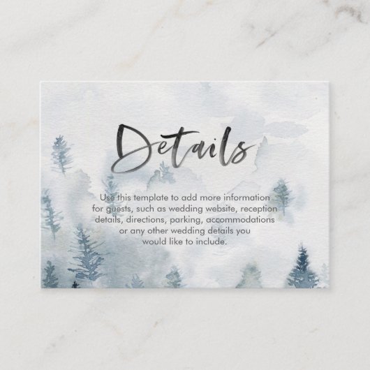 Aquarel bos bruiloft details kaart (Voorkant)