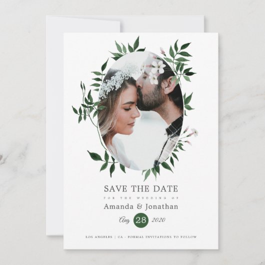 Aquarel Bos Bruiloft Groene Decoratie Save The Date (Voorkant)