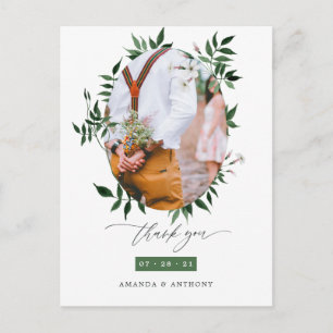Aquarel Bos Groene Huwelijksfoto Bedankt Briefkaart