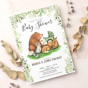 Aquarel bos koppels baby shower kaart