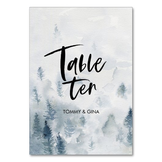 Aquarel Bos Trouwtafel kaarten - tabel 10 (Voorkant)