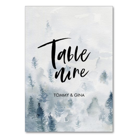 Aquarel Bos Trouwtafel kaarten - tabel 9 (Voorkant)