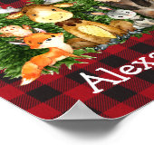 Aquarel bosdieren bos bomen geruit poster (Hoek)