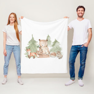 Aquarel Bosdieren Slaapkamer voor Kinderen Fleece Deken