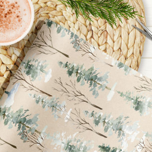 Aquarel Bosland Kraft Kerst Inpakpapier