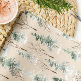 Aquarel Bosland Kraft Kerst Inpakpapier