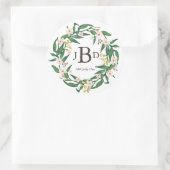 Aquarel Botanische Bloemen Monogram Sticker (Tas)