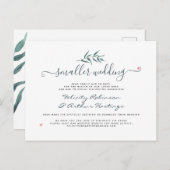 Aquarel Botanische Kleine Huwelijk Script Update Uitnodiging Briefkaart (Voorkant / Achterkant)