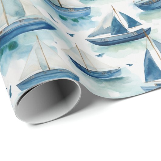 Aquarel boten inpakpapier (Rol Hoek)