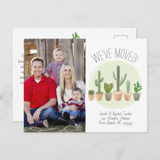 Aquarel Cactus Wij Zijn Verhuisd Verhuisbericht Briefkaart (Voorkant / Achterkant)
